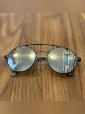 WEB Double-Bridge Round Frame Mirror Gold Sunglasses